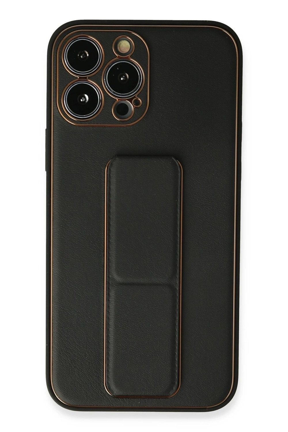 Mey İthalat®  iPhone 13 Pro Max Kılıf Coco Deri Standlı Kapak - Siyah