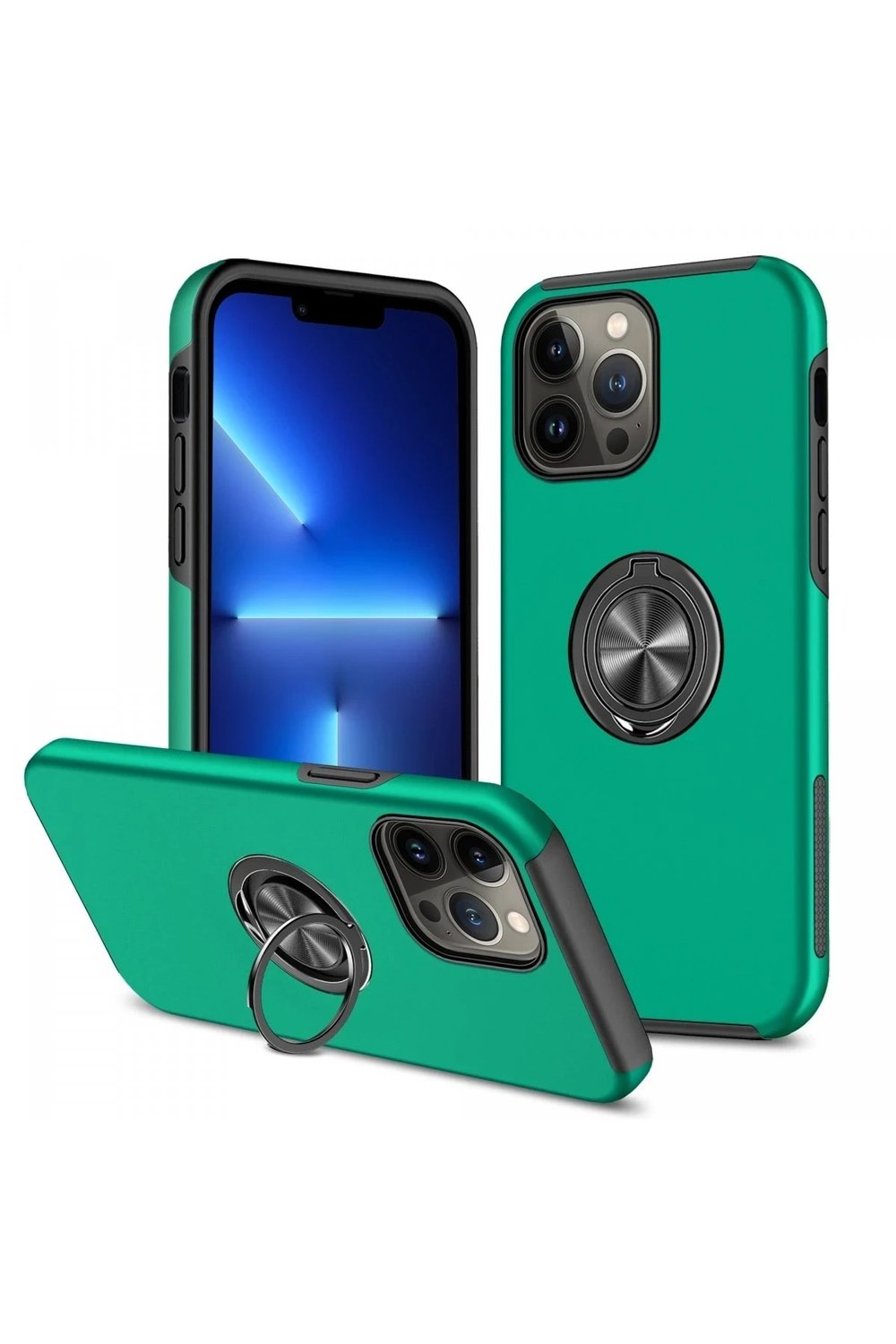 Mey İthalat®  iPhone 13 Pro Max Kılıf Elit Yüzüklü Kapak - Yeşil