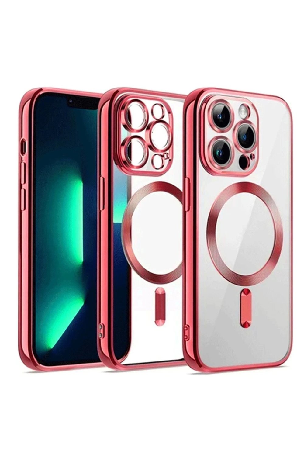 Mey İthalat®  iPhone 13 Pro Max Kılıf Kross Magneticsafe Kapak - Kırmızı