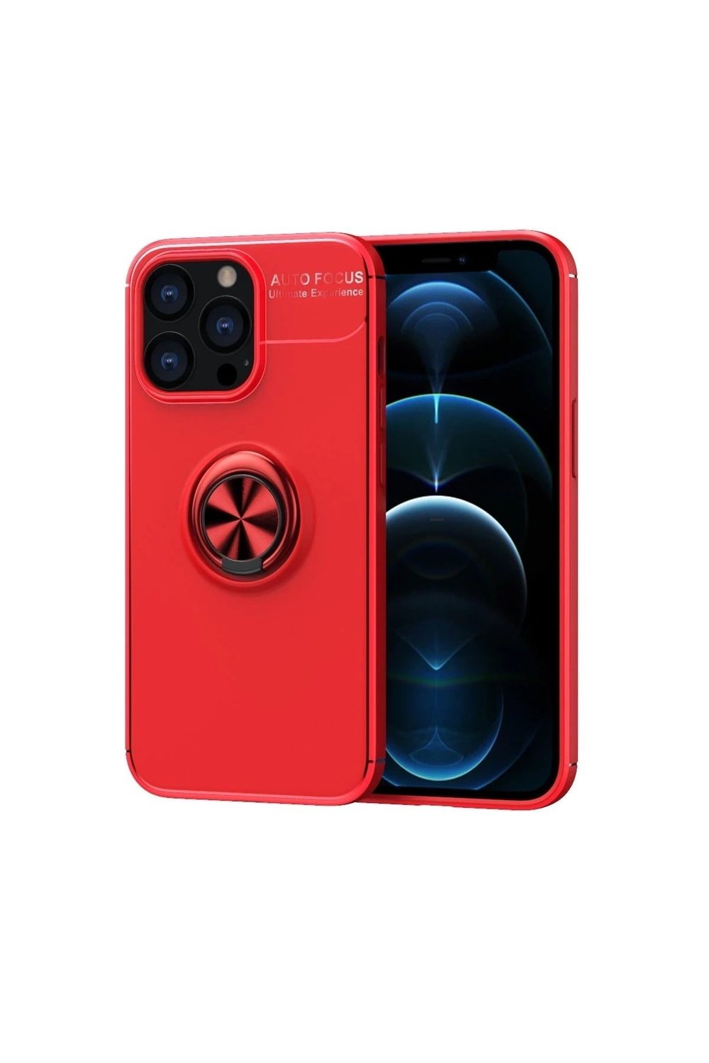 Mey İthalat®  iPhone 13 Pro Max Kılıf Range Yüzüklü Silikon - Kırmızı
