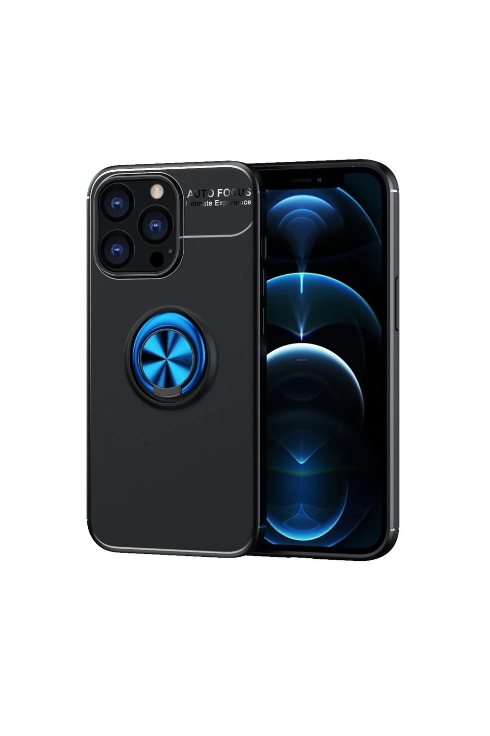 Mey İthalat®  iPhone 13 Pro Max Kılıf Range Yüzüklü Silikon - Siyah-Mavi