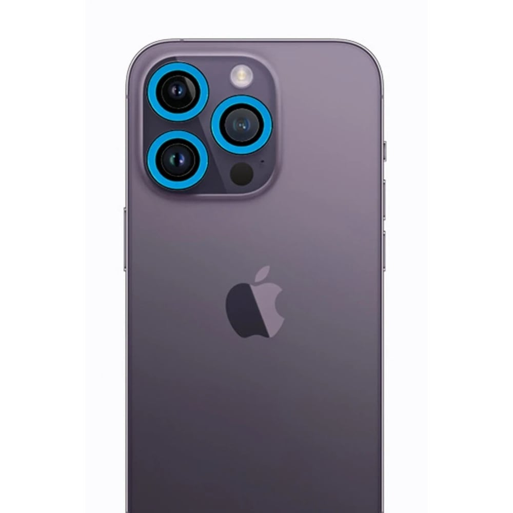 Mey İthalat®  iPhone 13 Pro Max Neon Fosforlu Kamera Lens - Mavi