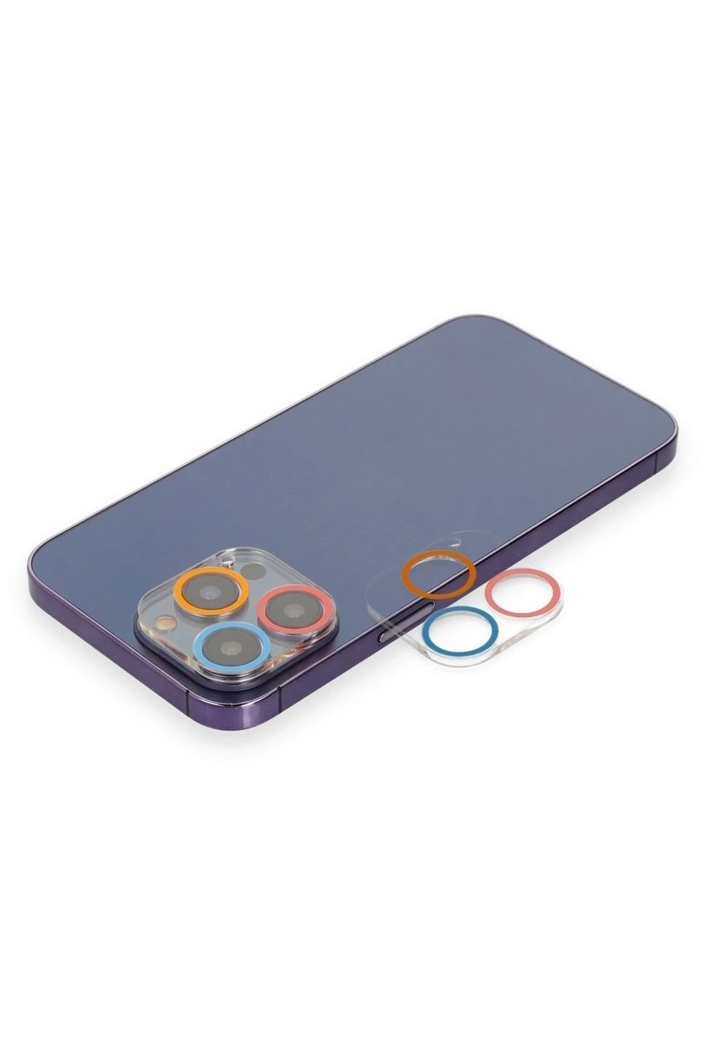 Mey İthalat®  iPhone 13 Pro Max Renkli Kamera Lens Koruma Cam - Pembe-Mavi