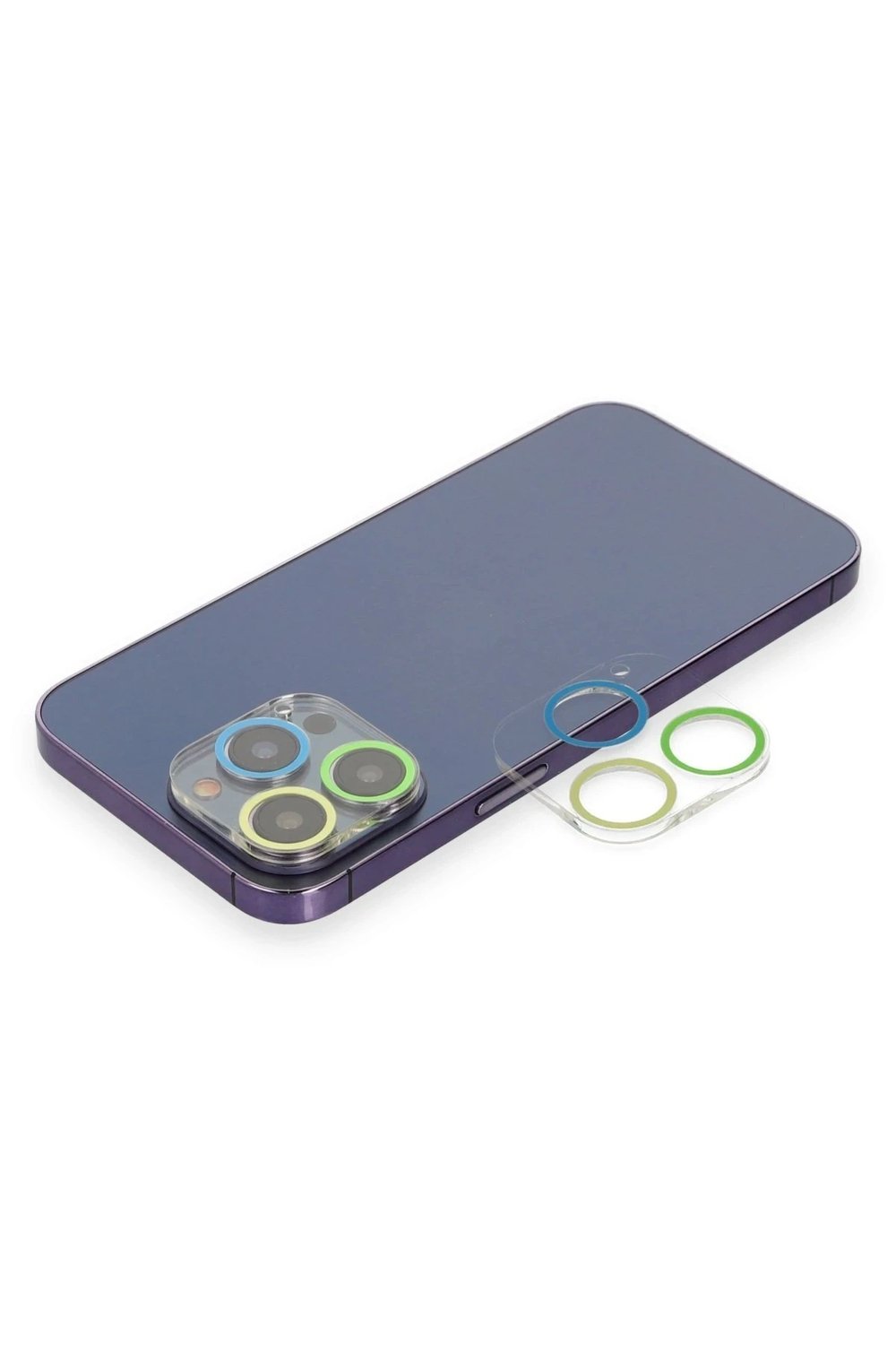Mey İthalat®  iPhone 13 Pro Renkli Kamera Lens Koruma Cam - Yeşil-Sarı