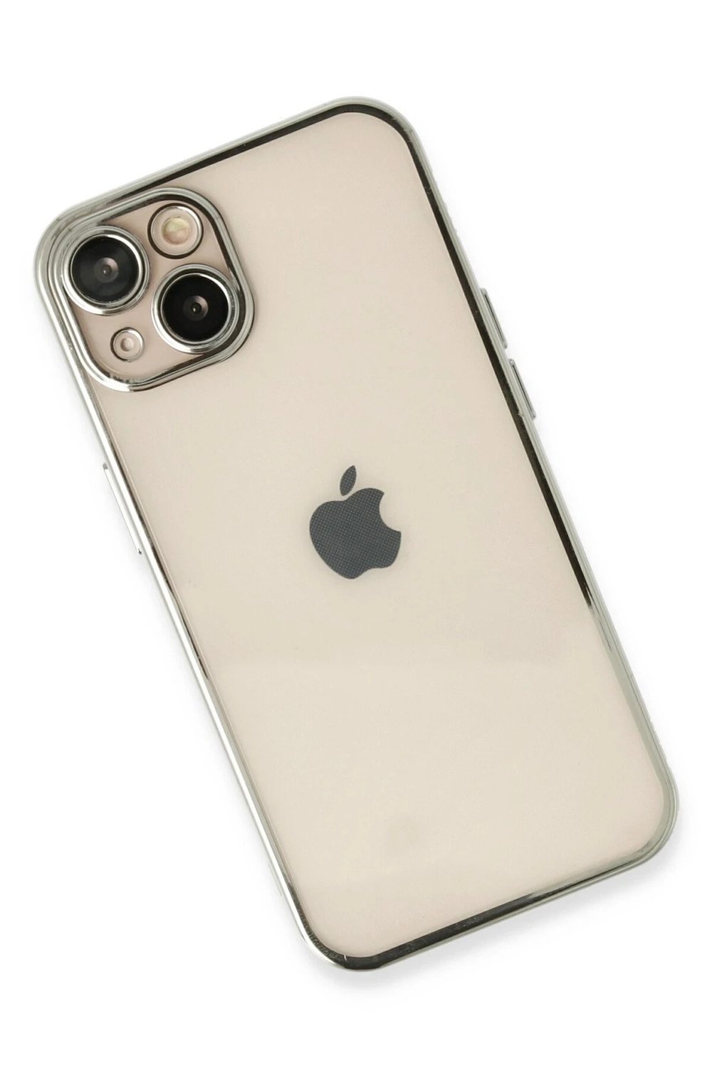 Mey İthalat®  iPhone 14 Kılıf  Lensli Silikon - Gümüş