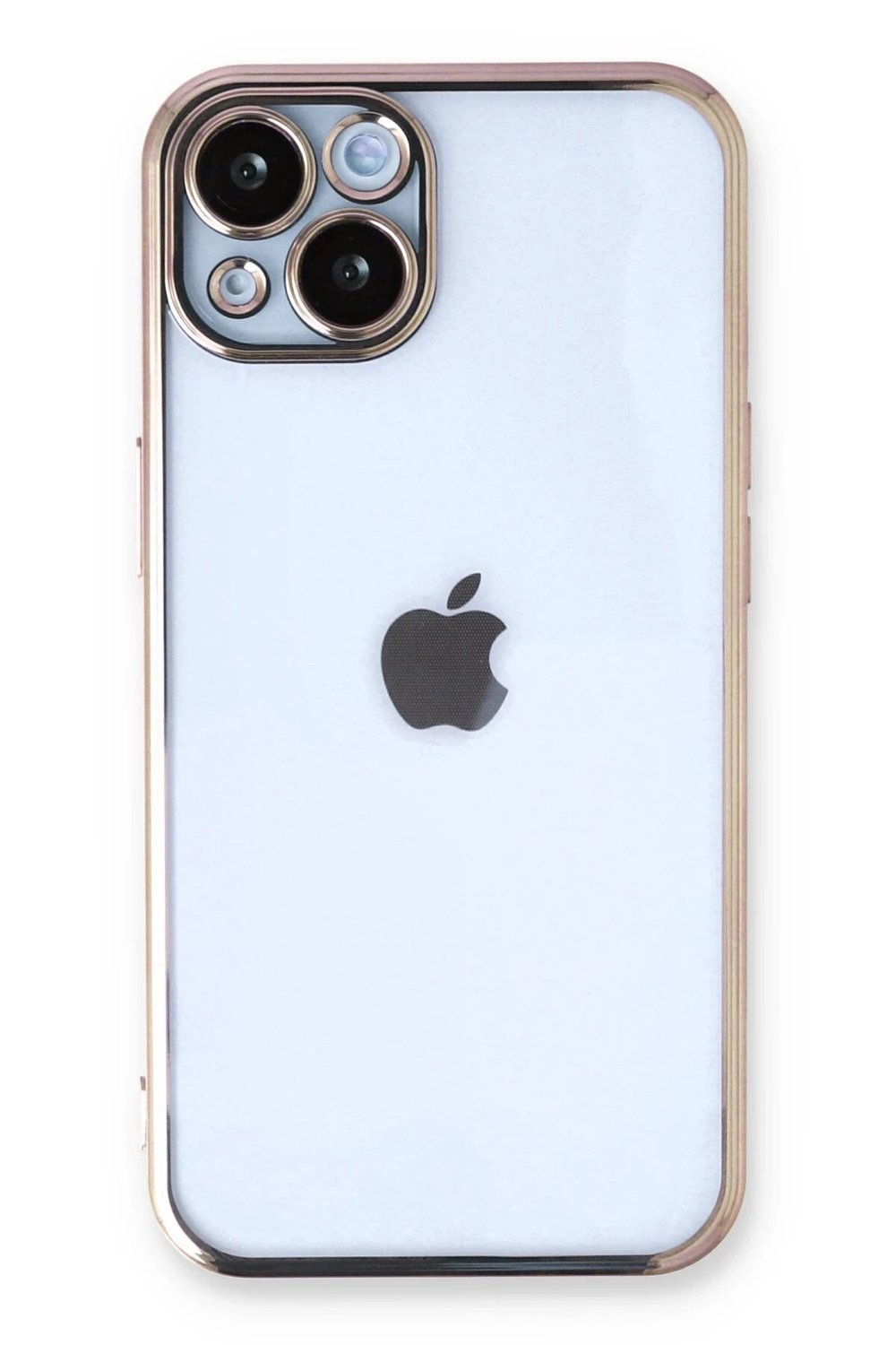 Mey İthalat®  iPhone 14 Kılıf  Lensli Silikon - Gold