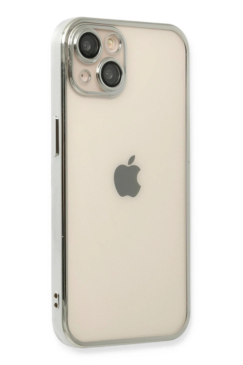 Mey İthalat®  iPhone 14 Kılıf  Lensli Silikon - Gümüş