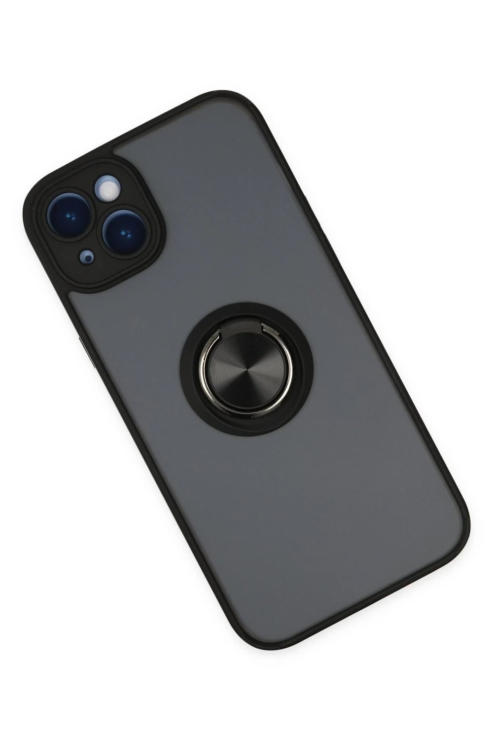 Mey İthalat®  iPhone 14 Kılıf Montreal Yüzüklü Silikon Kapak - Siyah