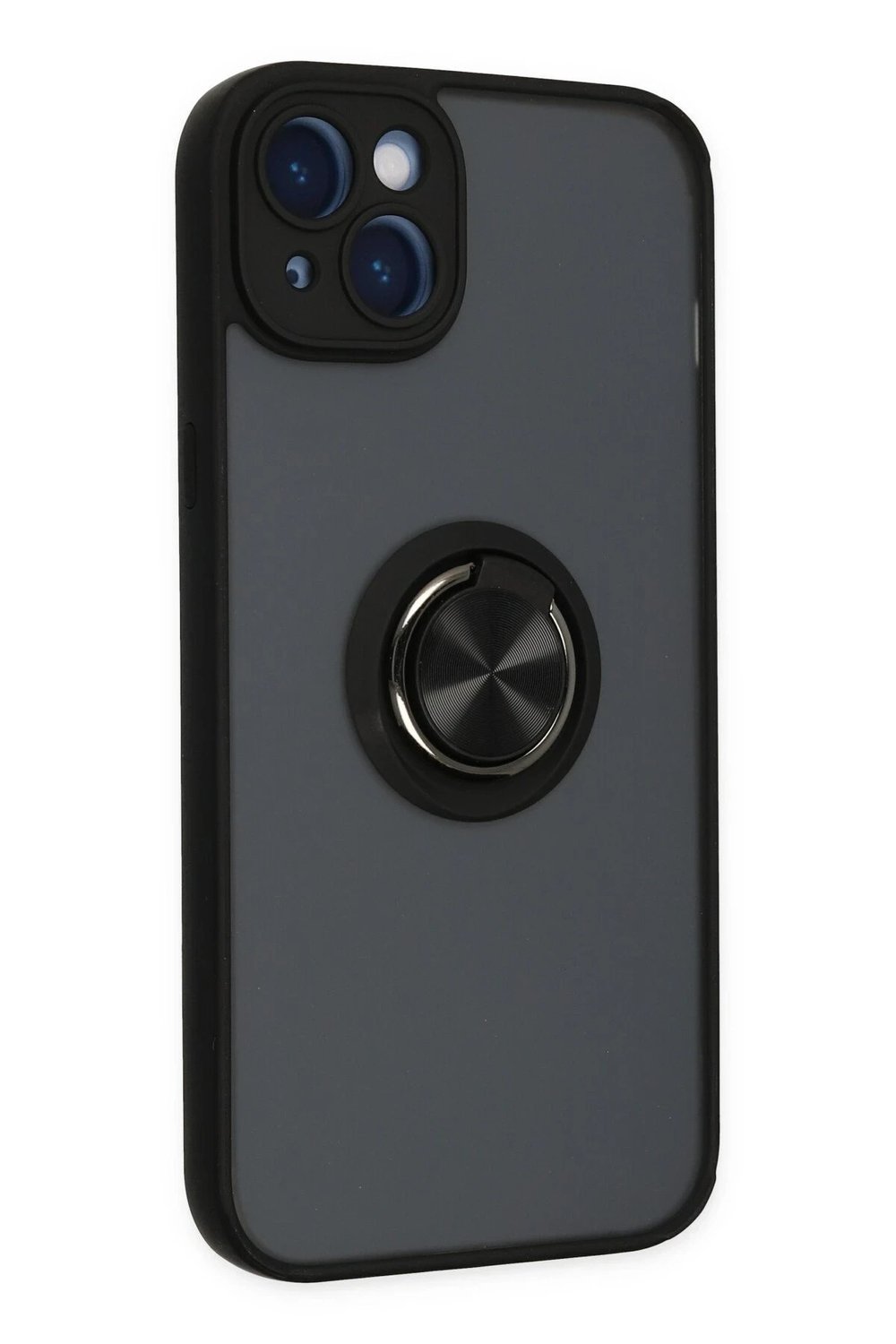 Mey İthalat®  iPhone 14 Kılıf Montreal Yüzüklü Silikon Kapak - Siyah