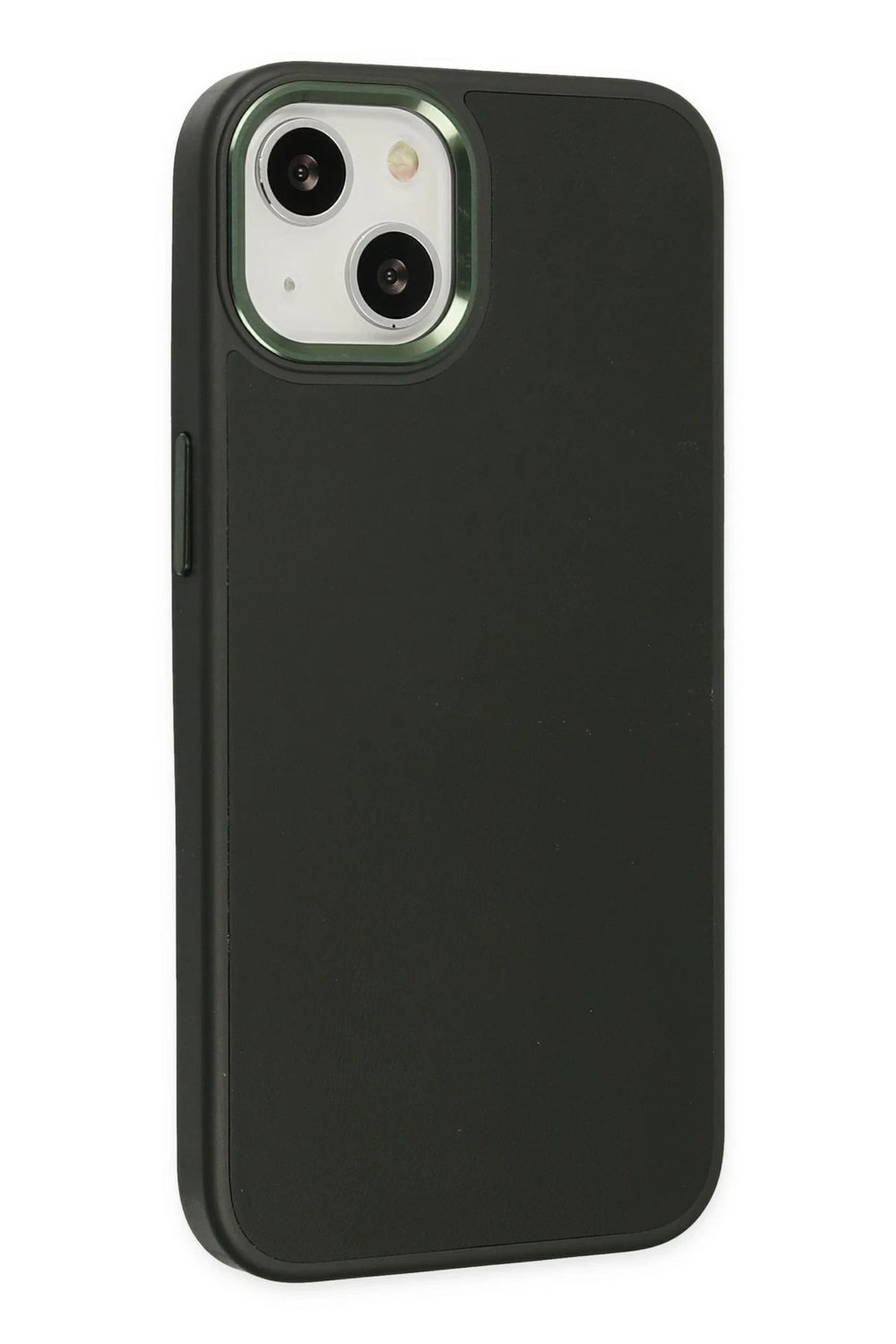 Mey İthalat®  iPhone 14 Plus Kılıf Asya Deri Silikon - Koyu Yeşil
