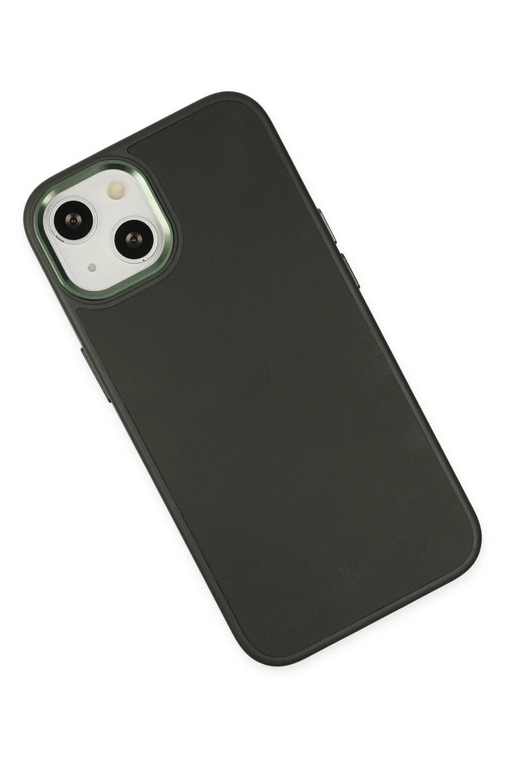 Mey İthalat®  iPhone 14 Plus Kılıf Asya Deri Silikon - Koyu Yeşil