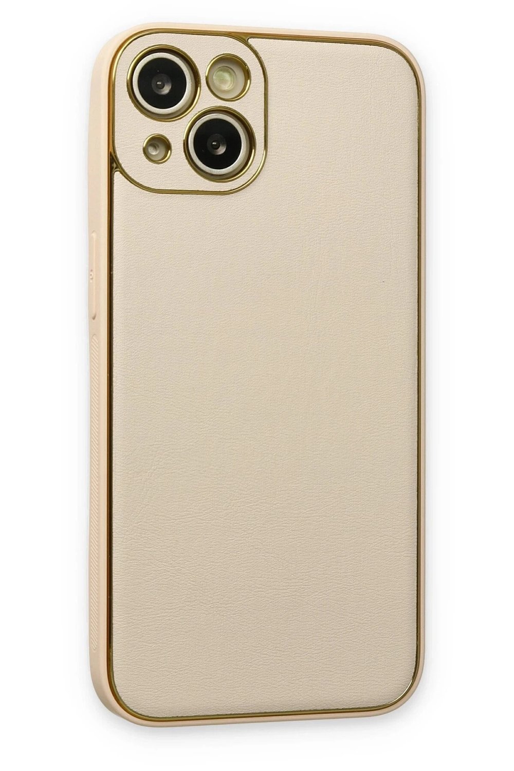Mey İthalat®  iPhone 14 Plus Kılıf Coco Deri Silikon Kapak - Gold