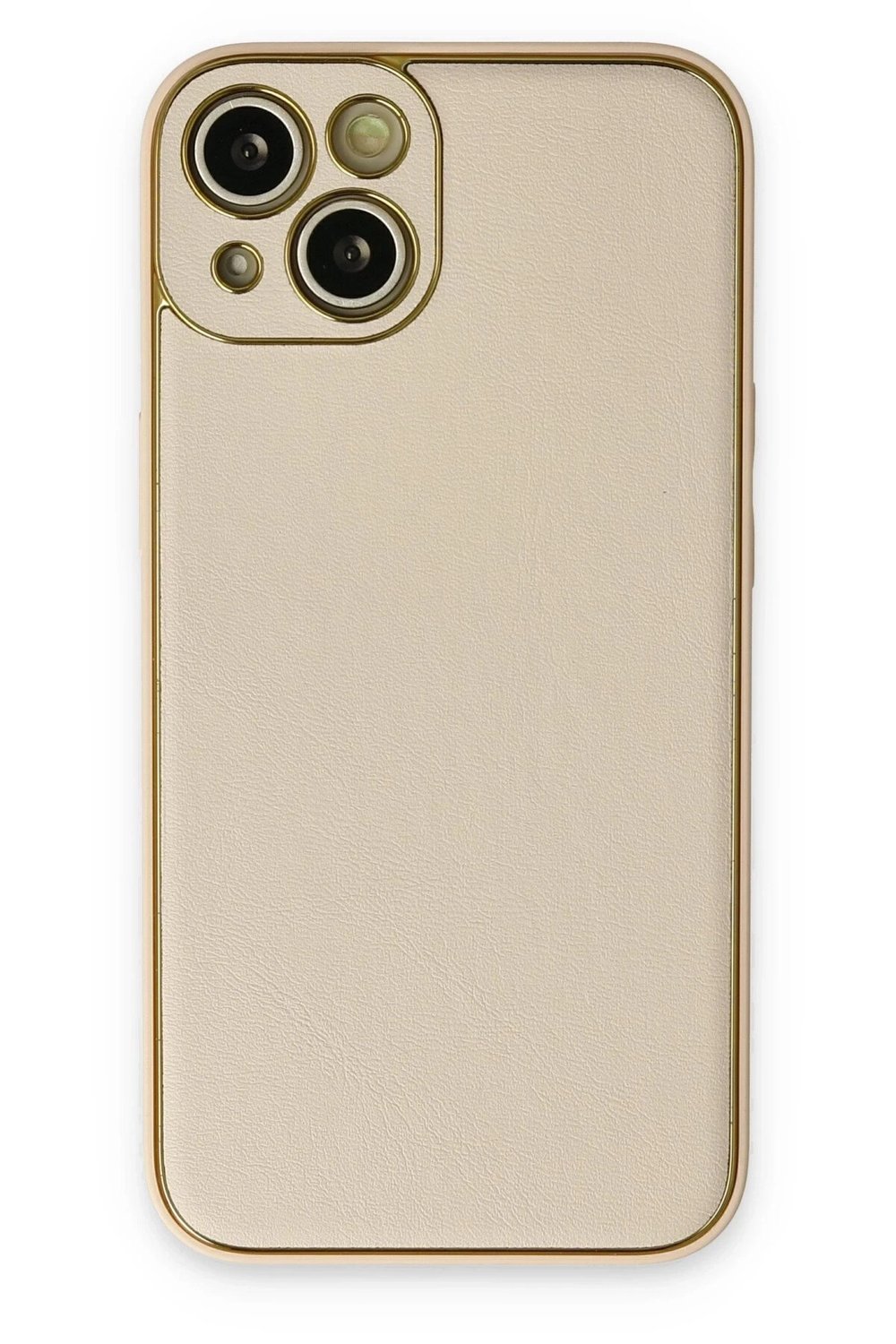 Mey İthalat®  iPhone 14 Plus Kılıf Coco Deri Silikon Kapak - Gold