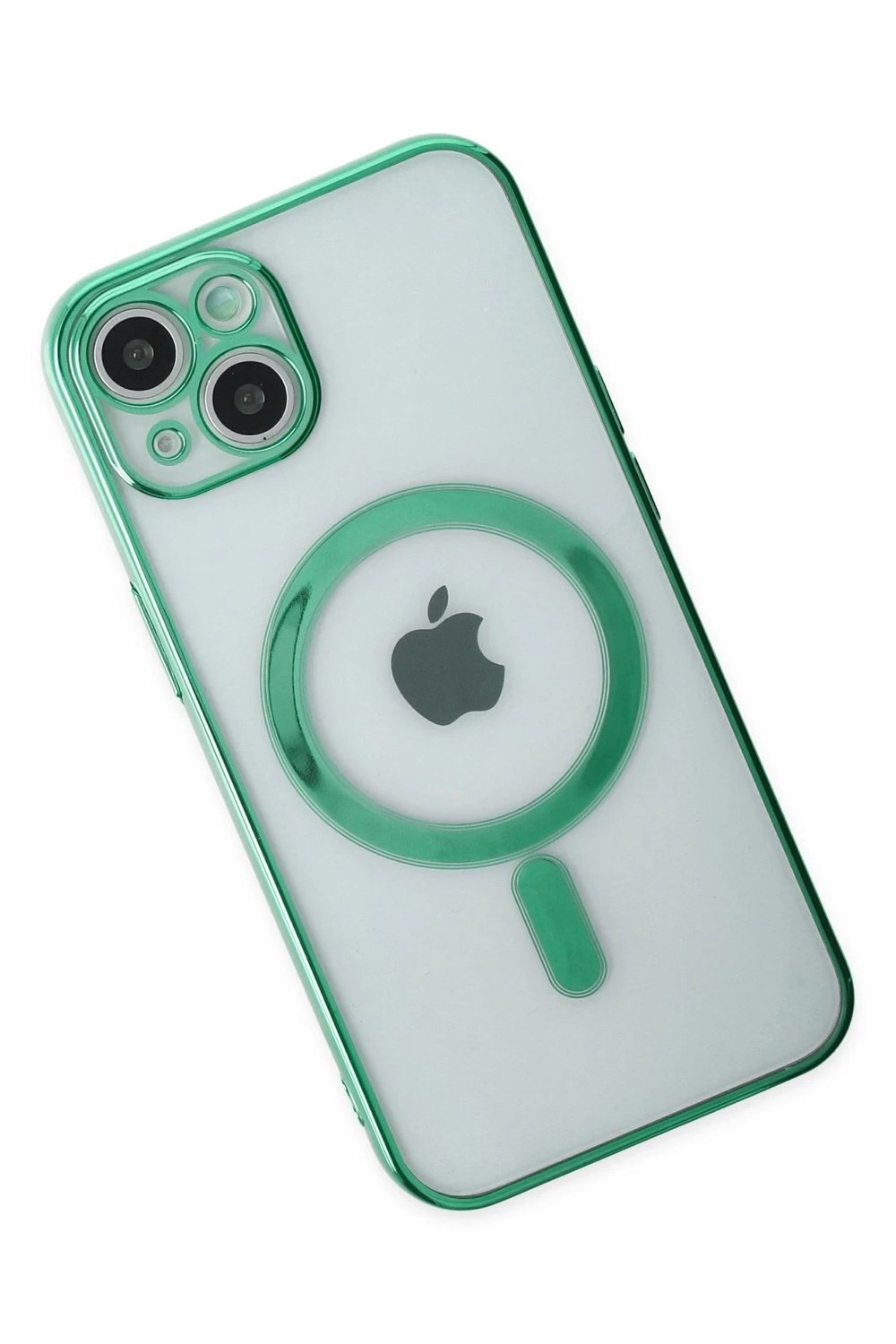 Mey İthalat®  iPhone 14 Plus Kılıf Magneticsafe Lazer Silikon - Haki Yeşil