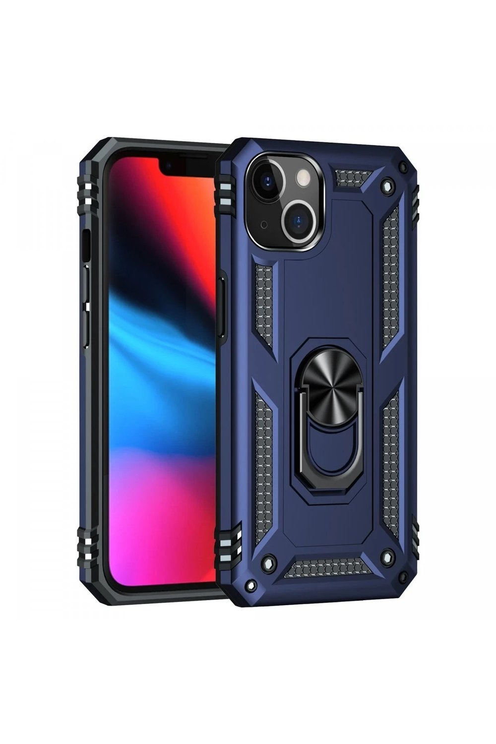 Mey İthalat®  iPhone 14 Plus Kılıf Sofya Yüzüklü Silikon Kapak - Lacivert