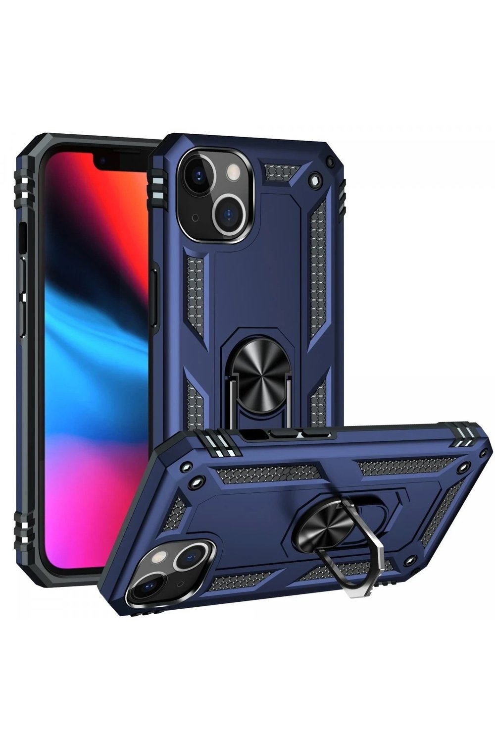 Mey İthalat®  iPhone 14 Plus Kılıf Sofya Yüzüklü Silikon Kapak - Lacivert