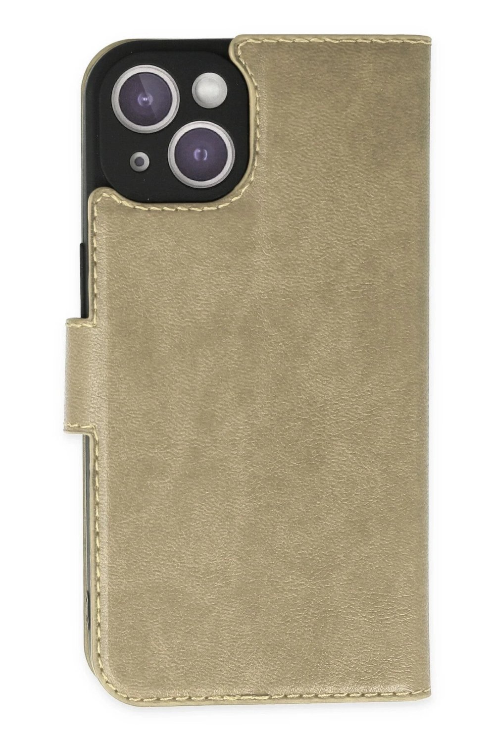 Mey İthalat®  iPhone 14 Plus Kılıf Trend S Plus Kapaklı Kılıf - Gold