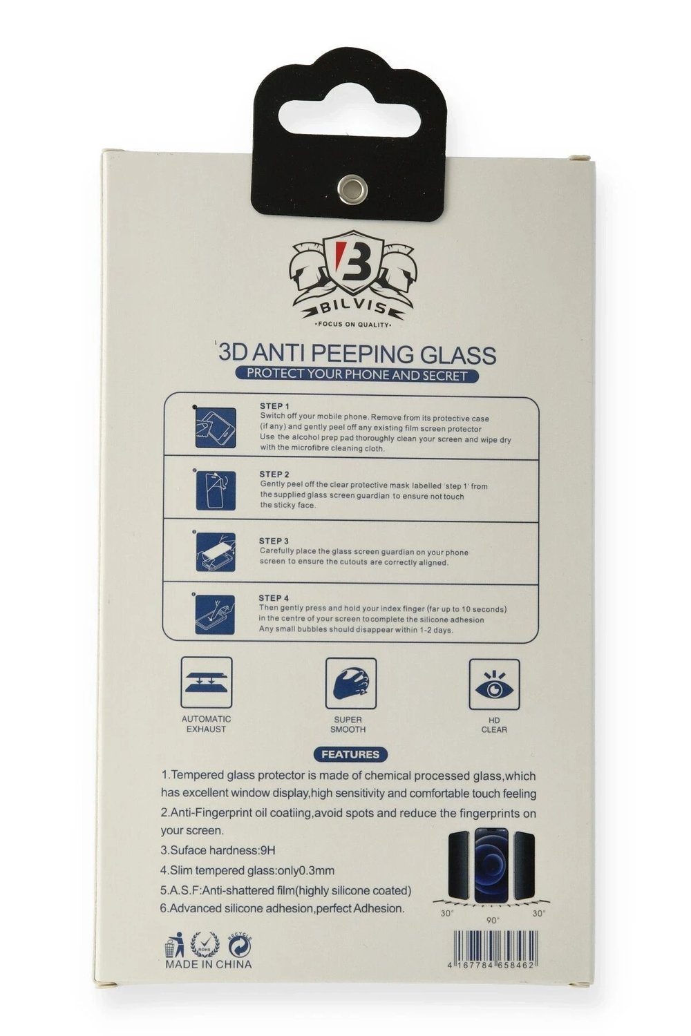 Mey İthalat®  iPhone 14 Pro Bilvis Hayalet Cam Ekran Koruyucu