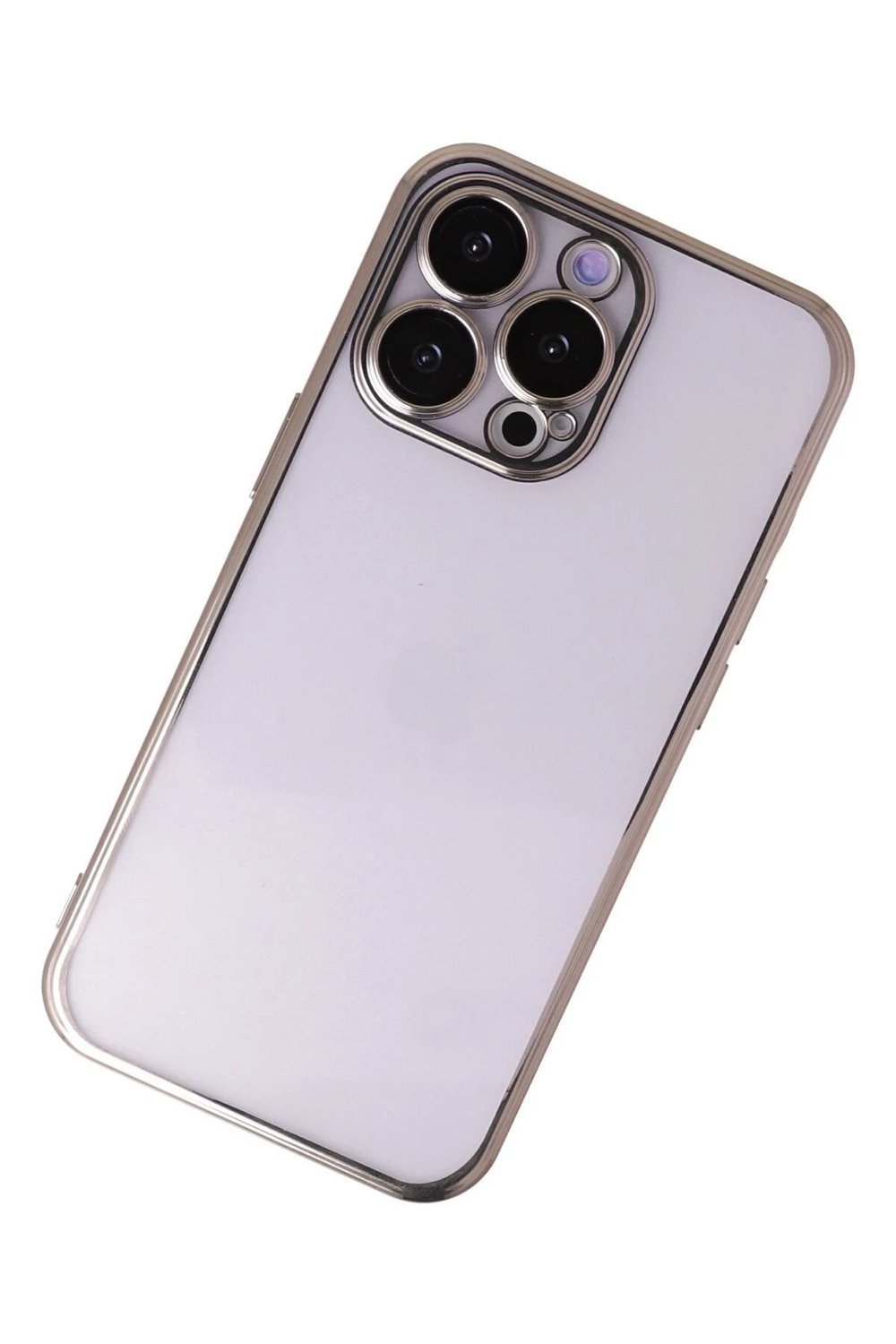 Mey İthalat®  iPhone 14 Pro Kılıf  Lensli Silikon - Gold