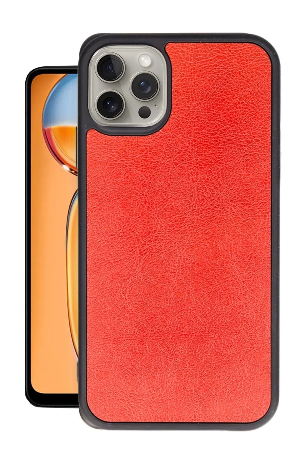 Mey İthalat®  iPhone 14 Pro Kılıf Aras Deri Kapak - Kırmızı