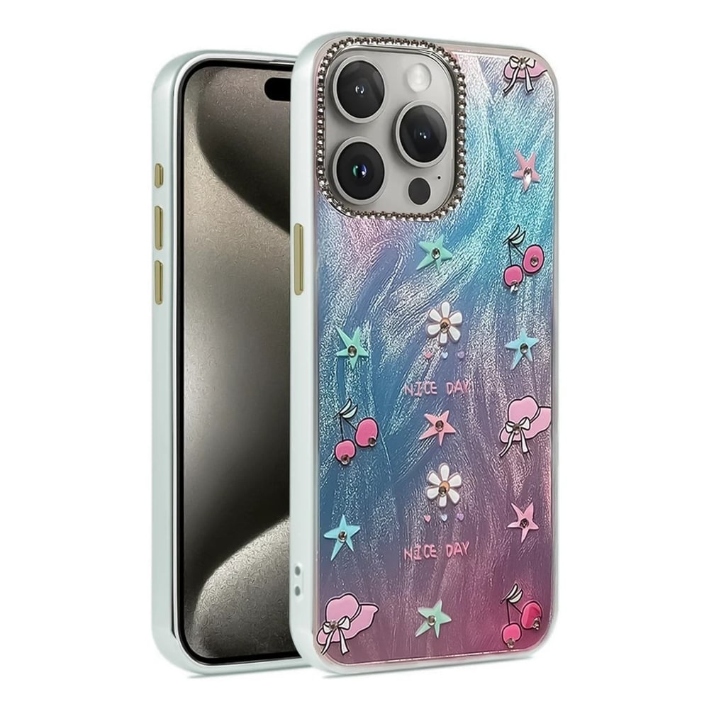 Mey İthalat®  iPhone 14 Pro Kılıf Blade Aynalı Desenli Kapak - Desen 4