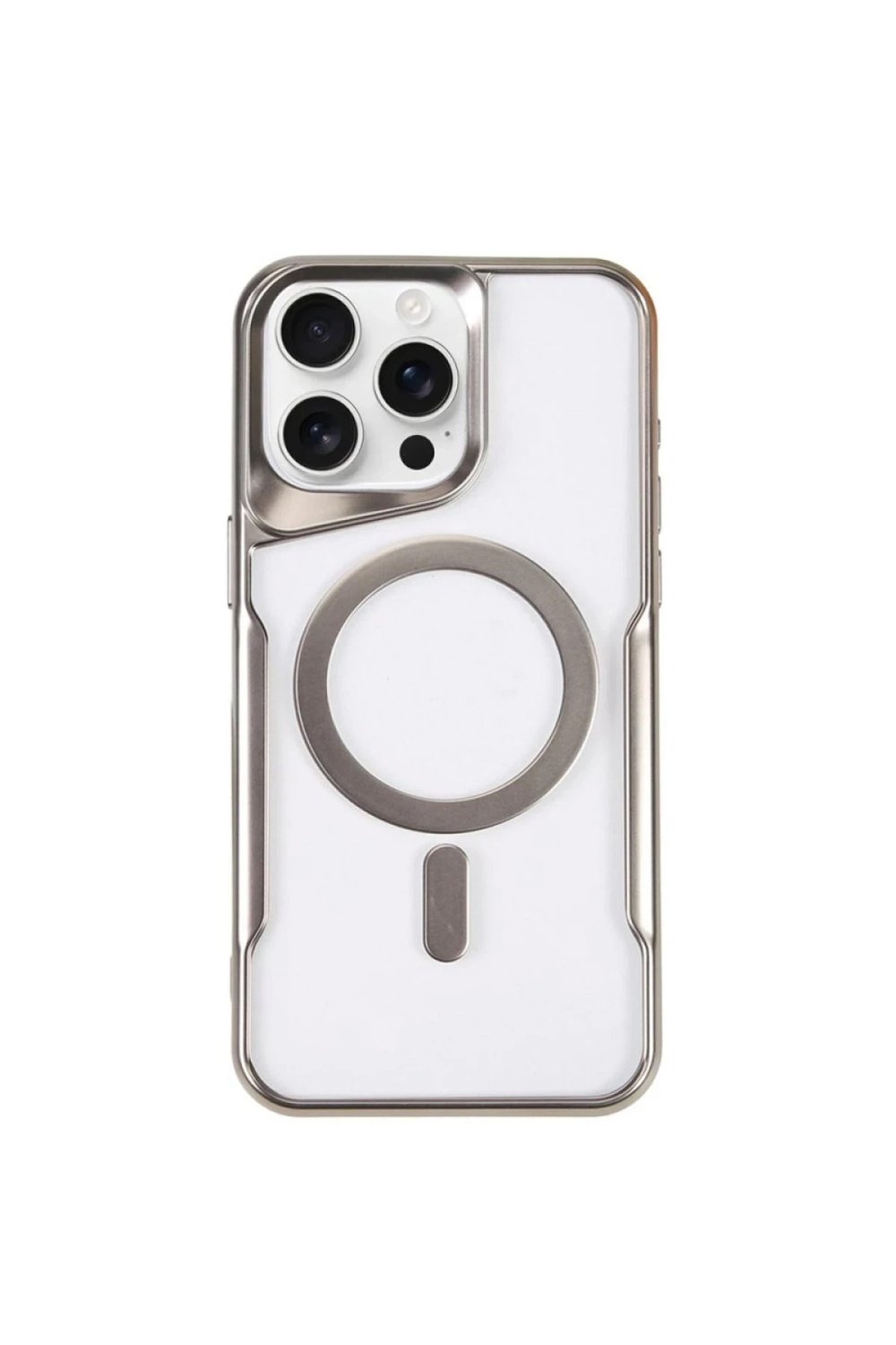 Mey İthalat®  iPhone 14 Pro Kılıf Boyi Magsafe Silikon Kapak - Gümüş