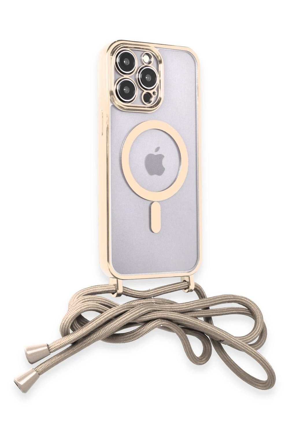 Mey İthalat®  iPhone 14 Pro Kılıf Divo Lazer Askılı Magsafe Kapak - Gold