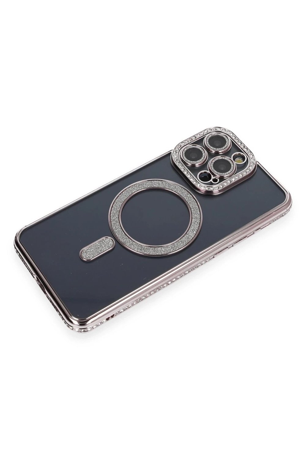 Mey İthalat®  iPhone 14 Pro Kılıf Joke Simli Magneticsafe Kılıf - Gri