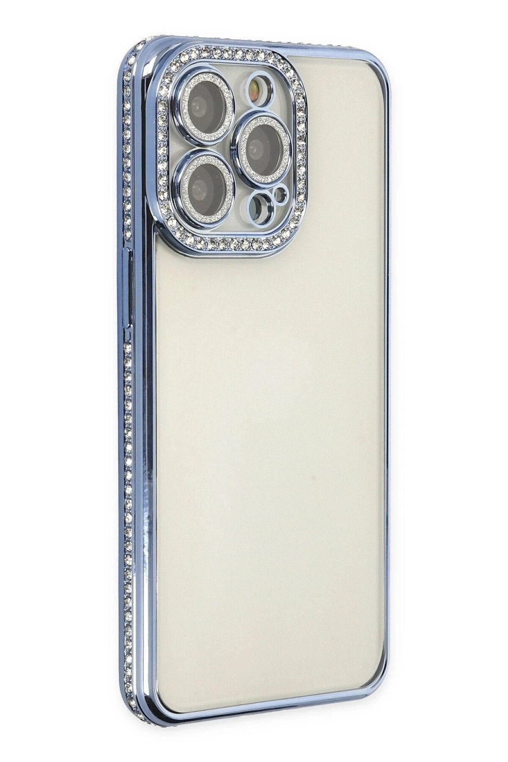 Mey İthalat®  iPhone 14 Pro Kılıf Joke Taşlı Silikon - Mavi