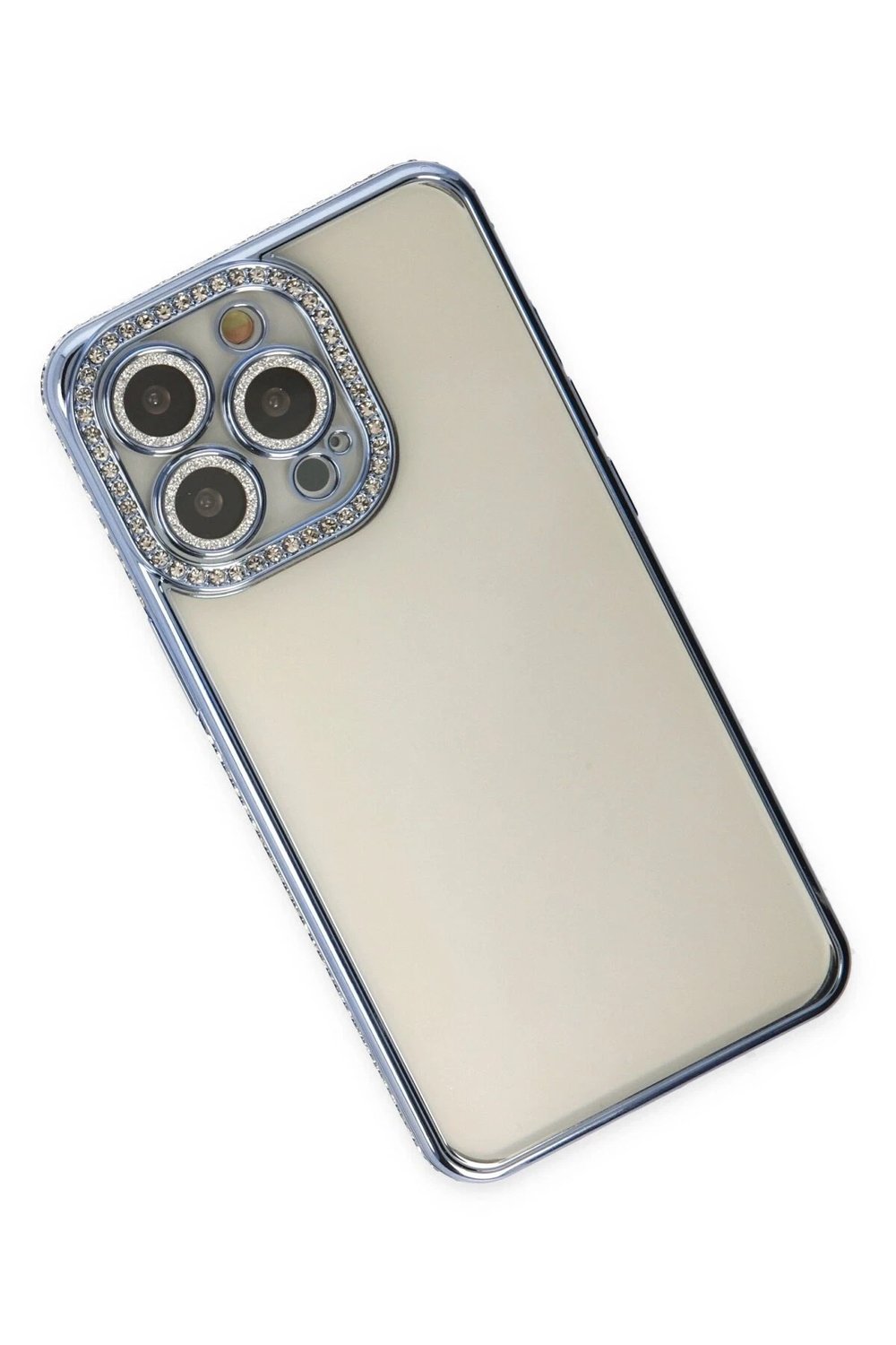 Mey İthalat®  iPhone 14 Pro Kılıf Joke Taşlı Silikon - Mavi