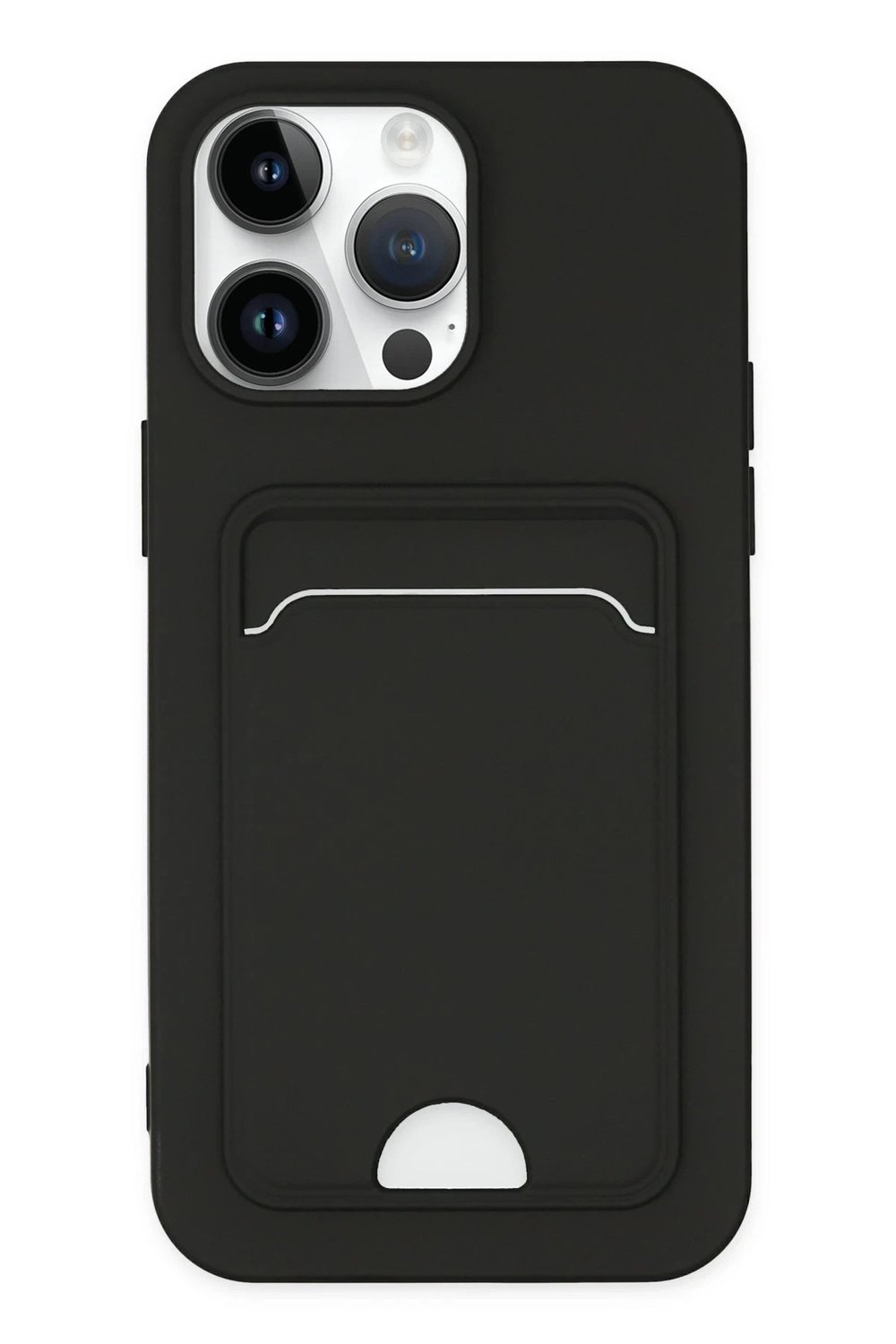 Mey İthalat®  iPhone 14 Pro Kılıf Kelvin Kartvizitli Silikon - Siyah