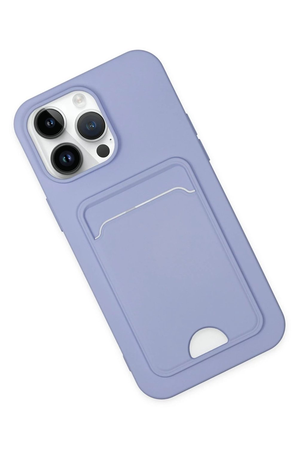 Mey İthalat®  iPhone 14 Pro Kılıf Kelvin Kartvizitli Silikon - Lila