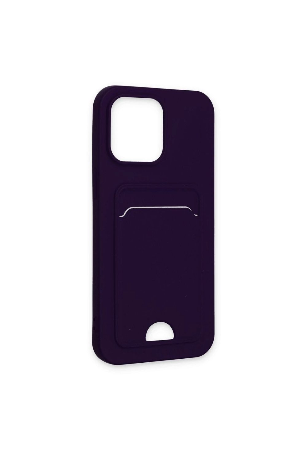 Mey İthalat®  iPhone 14 Pro Kılıf Kelvin Kartvizitli Silikon - Derin Mor