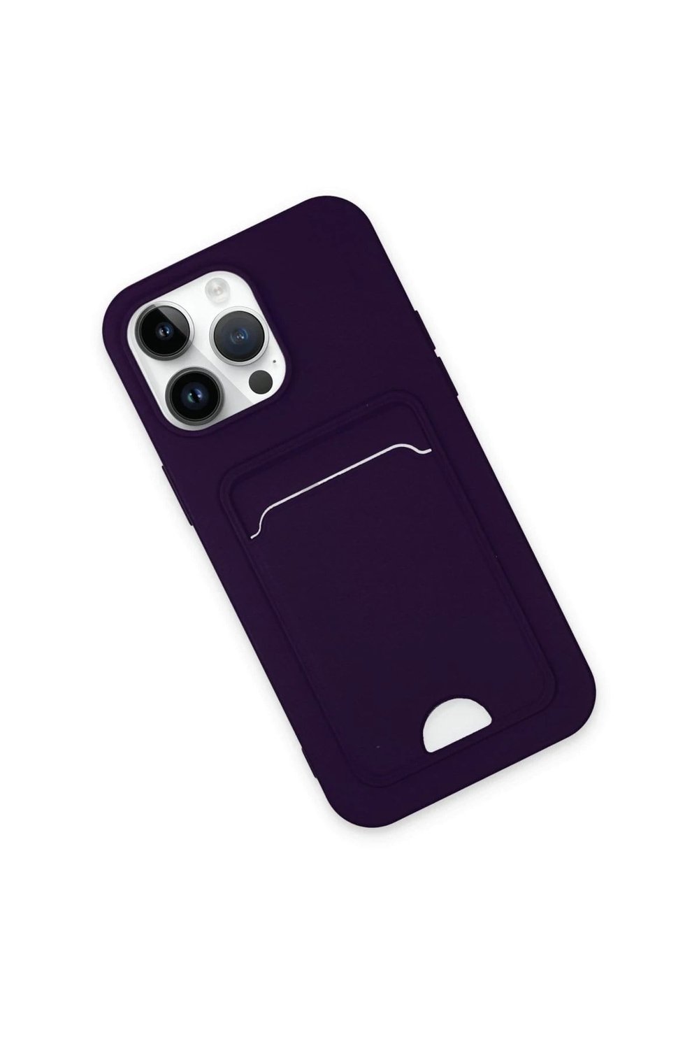 Mey İthalat®  iPhone 14 Pro Kılıf Kelvin Kartvizitli Silikon - Derin Mor