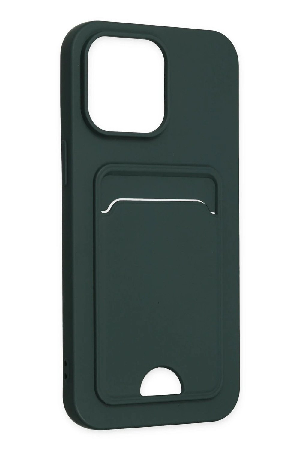 Mey İthalat®  iPhone 14 Pro Kılıf Kelvin Kartvizitli Silikon - Koyu Yeşil