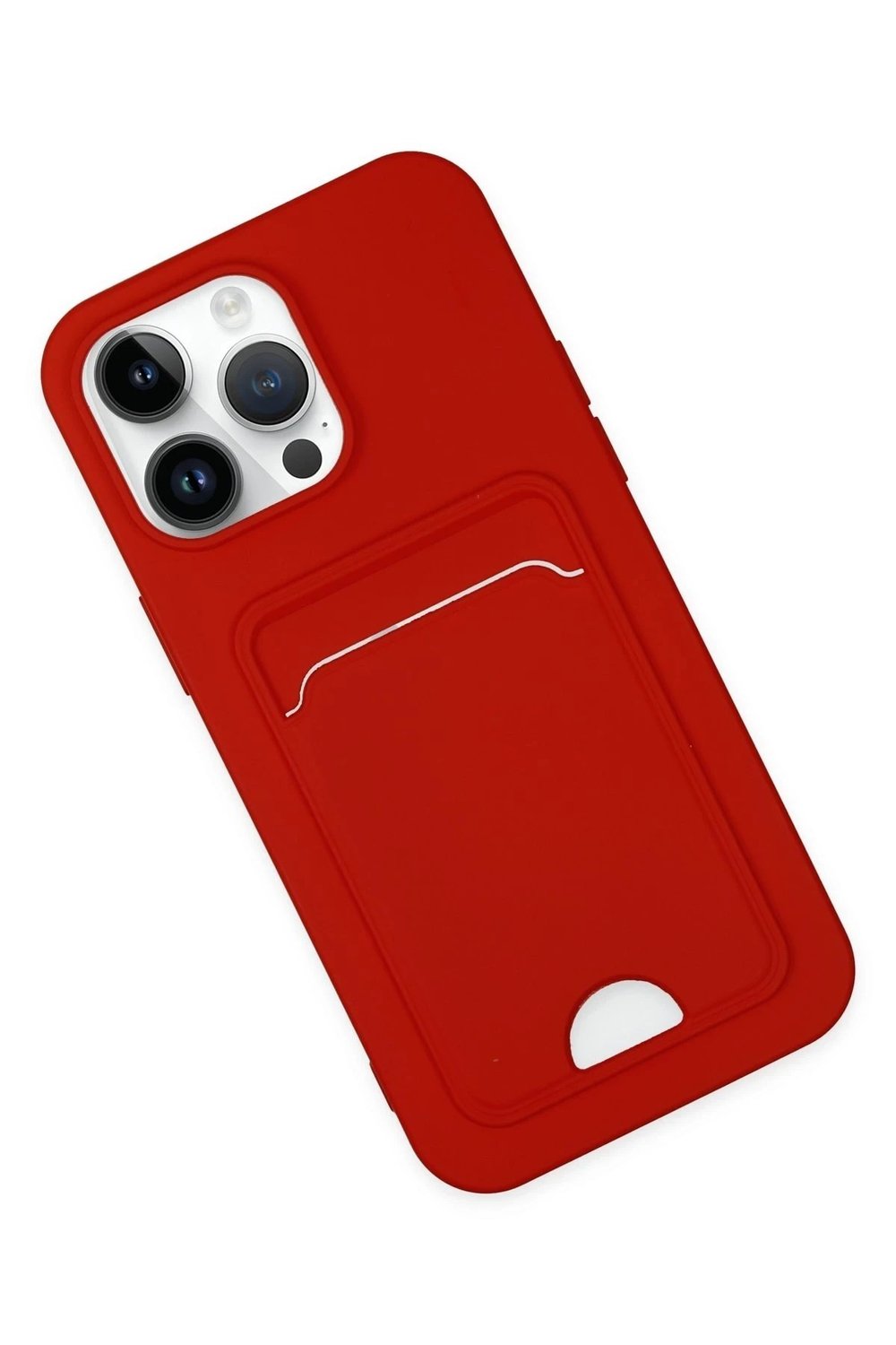 Mey İthalat®  iPhone 14 Pro Kılıf Kelvin Kartvizitli Silikon - Kırmızı
