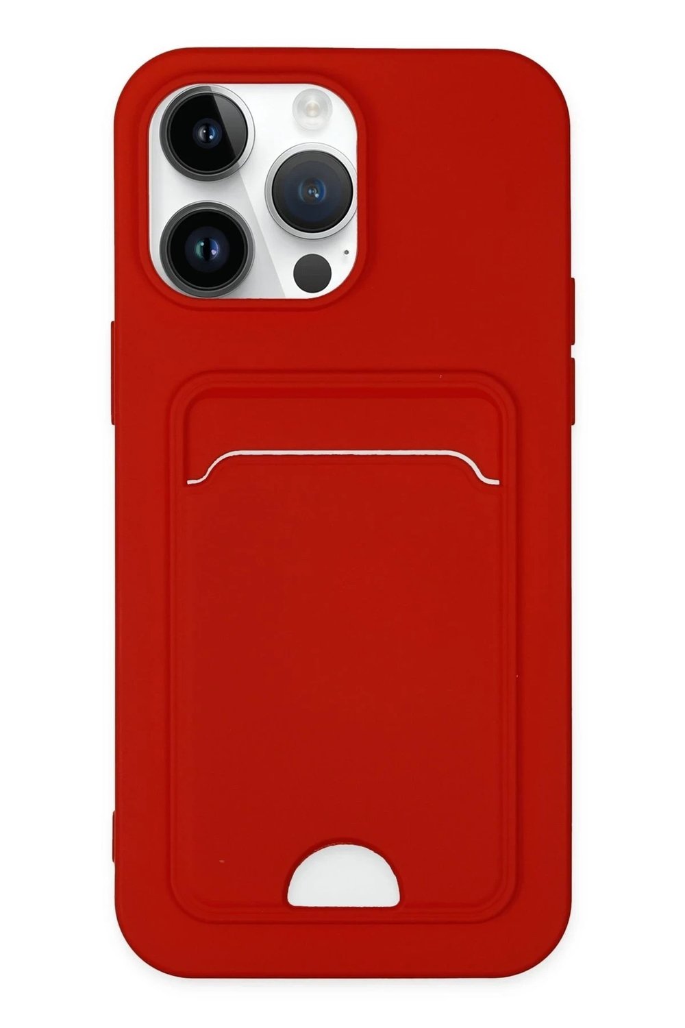 Mey İthalat®  iPhone 14 Pro Kılıf Kelvin Kartvizitli Silikon - Kırmızı