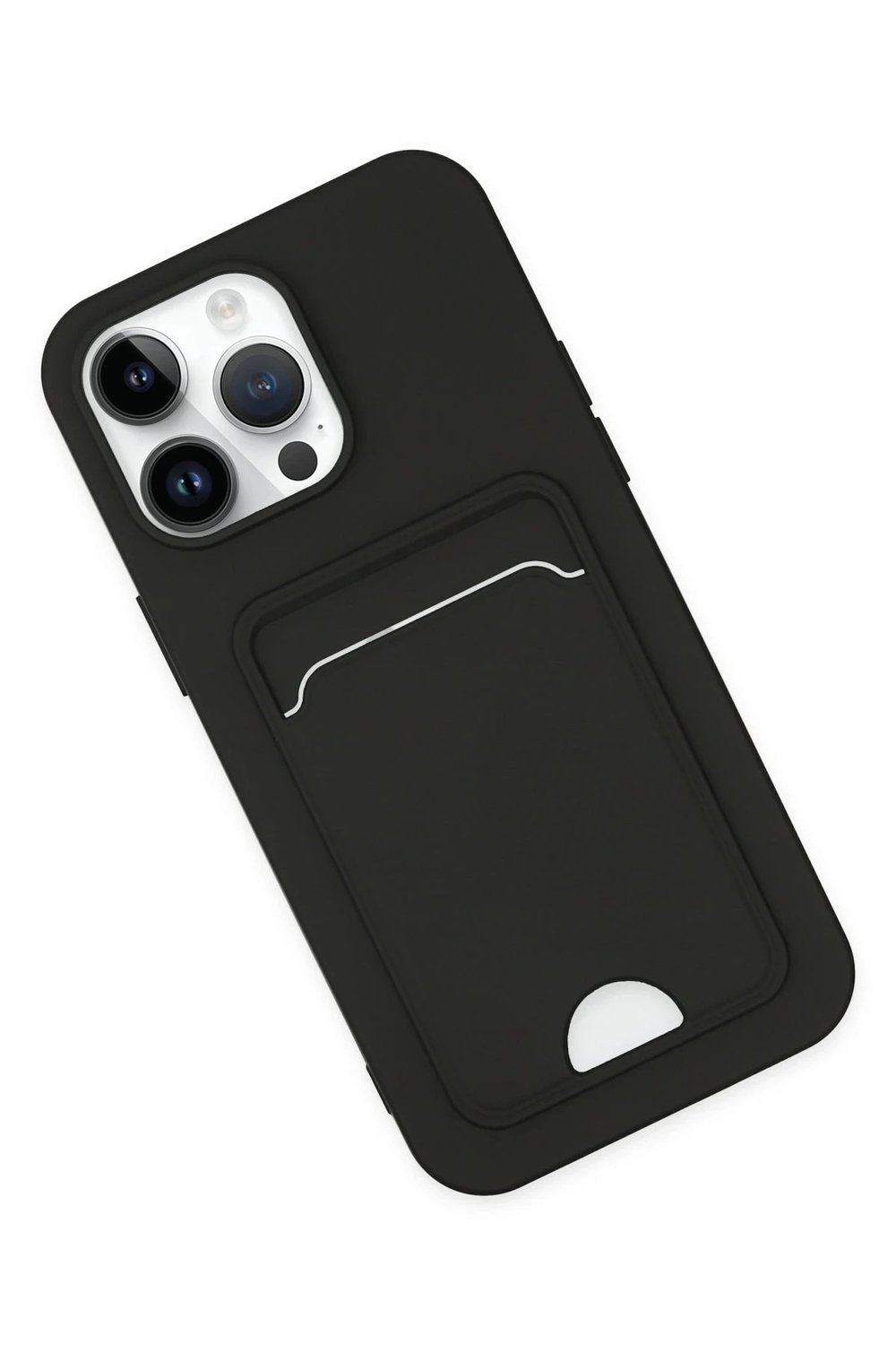 Mey İthalat®  iPhone 14 Pro Kılıf Kelvin Kartvizitli Silikon - Siyah