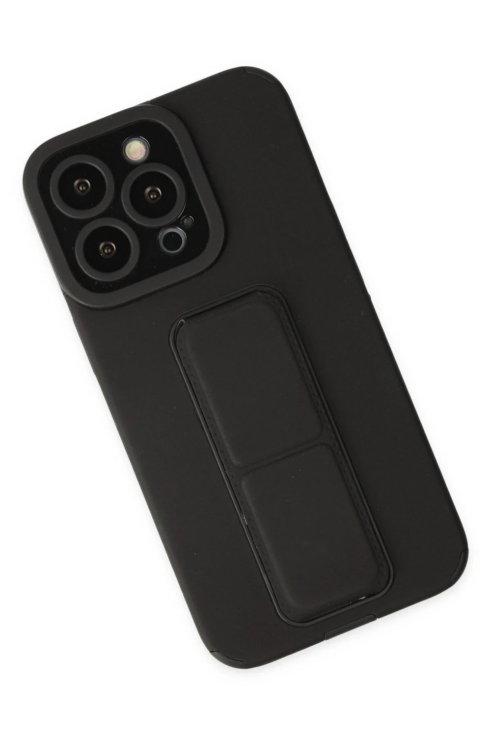 Mey İthalat®  iPhone 14 Pro Kılıf Mega Standlı Silikon - Siyah