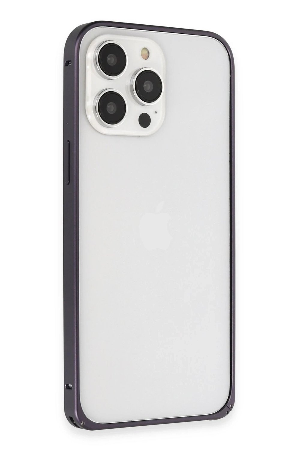 Mey İthalat®  iPhone 14 Pro Kılıf Metal Bumper Magneticsafe Kapak - Derin Mor