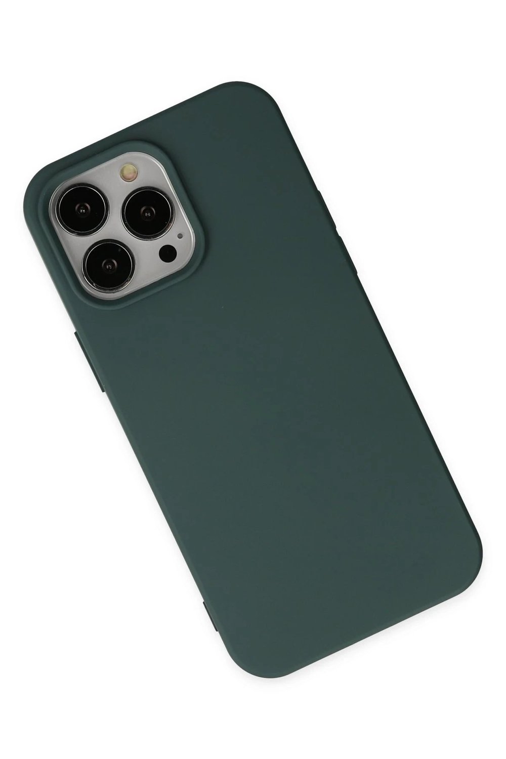 Mey İthalat®  iPhone 14 Pro Kılıf Nano içi Kadife Silikon - Koyu Yeşil
