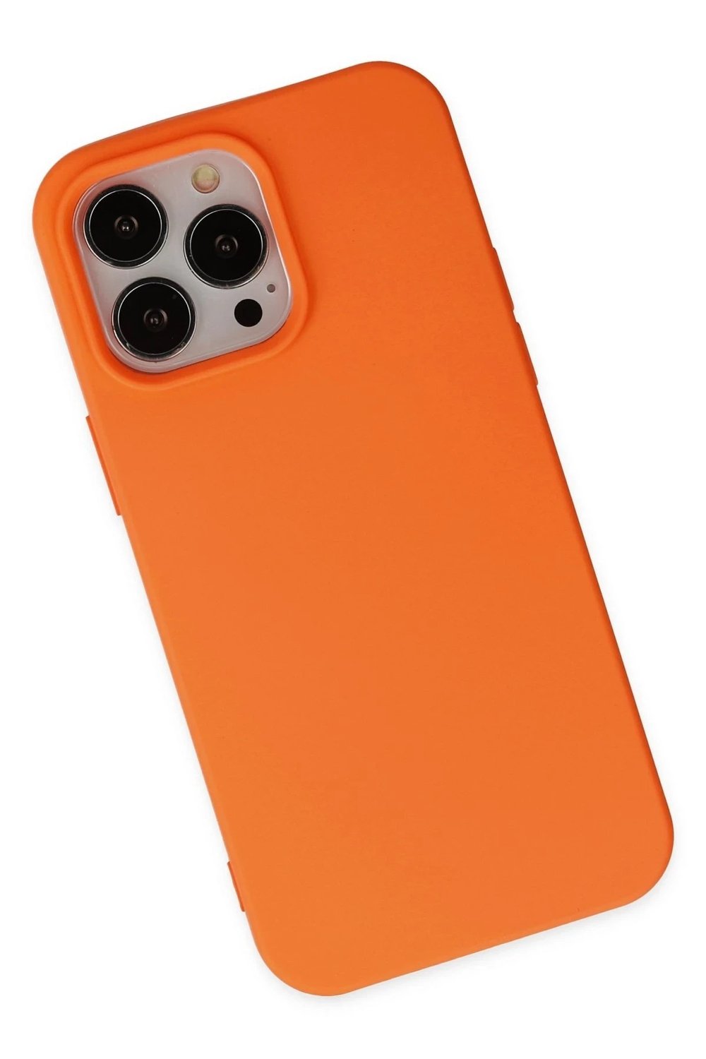Mey İthalat®  iPhone 14 Pro Kılıf Nano içi Kadife Silikon - Turuncu