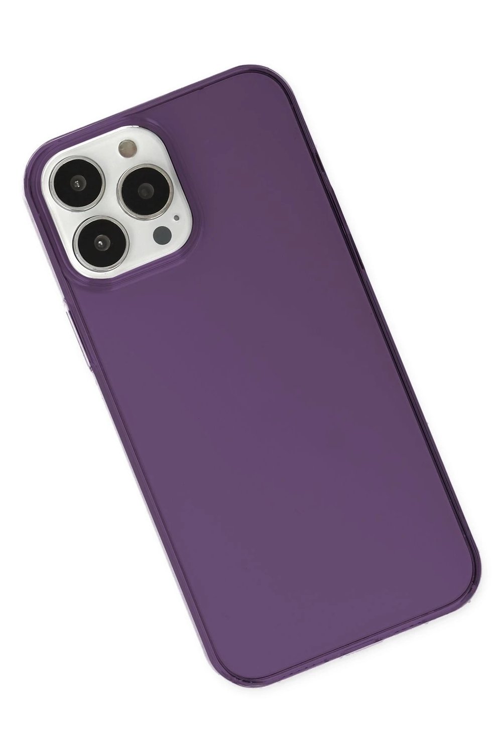 Mey İthalat®  iPhone 14 Pro Kılıf Pc Sert Şeffaf Kapak - Mor
