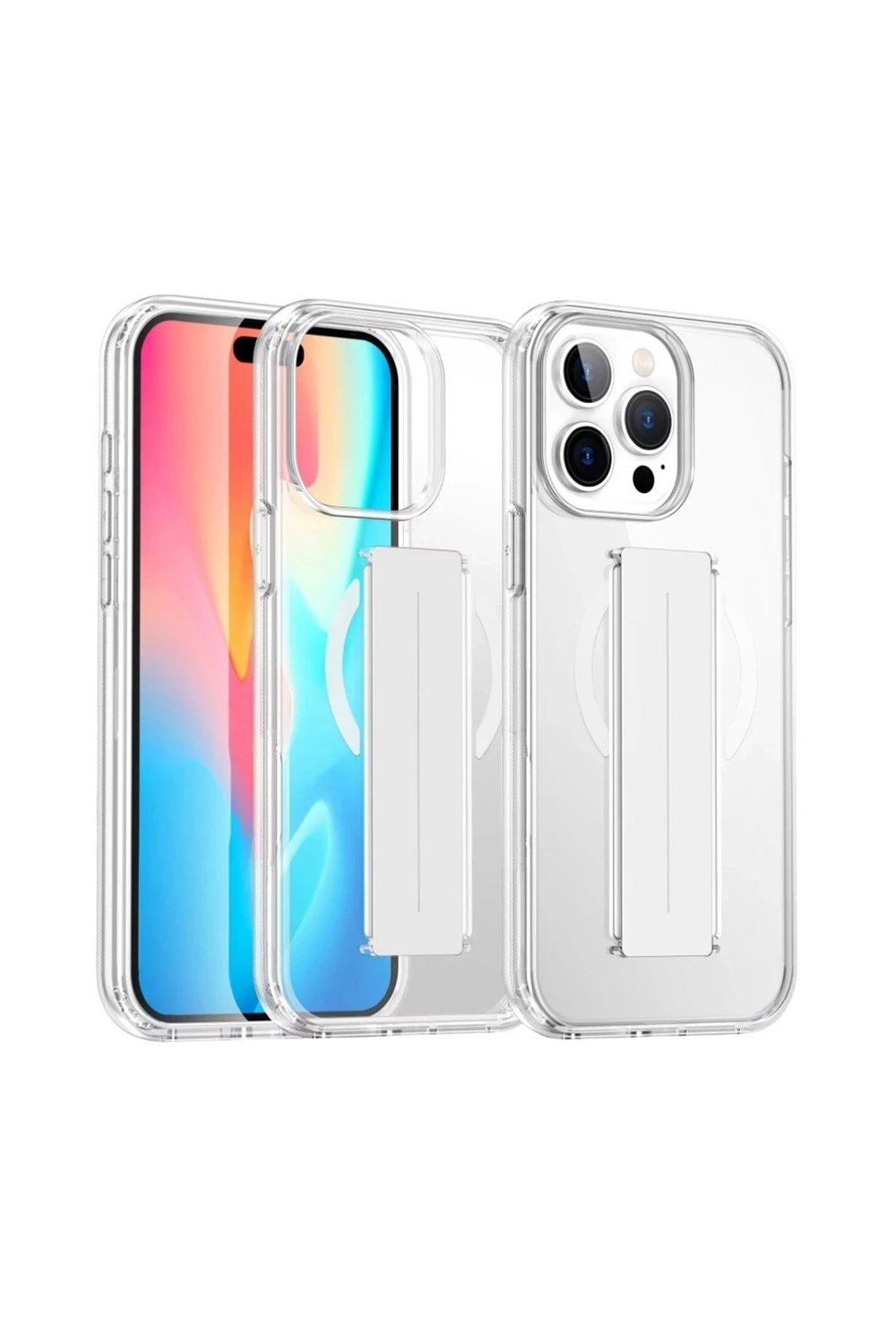 Mey İthalat®  iPhone 14 Pro Max Kılıf Alfa Magsafe Standlı Kapak - Şeffaf