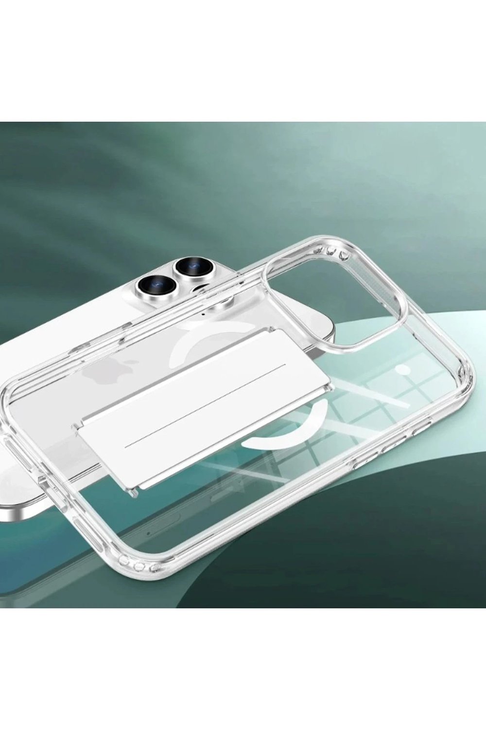 Mey İthalat®  iPhone 14 Pro Max Kılıf Alfa Magsafe Standlı Kapak - Şeffaf