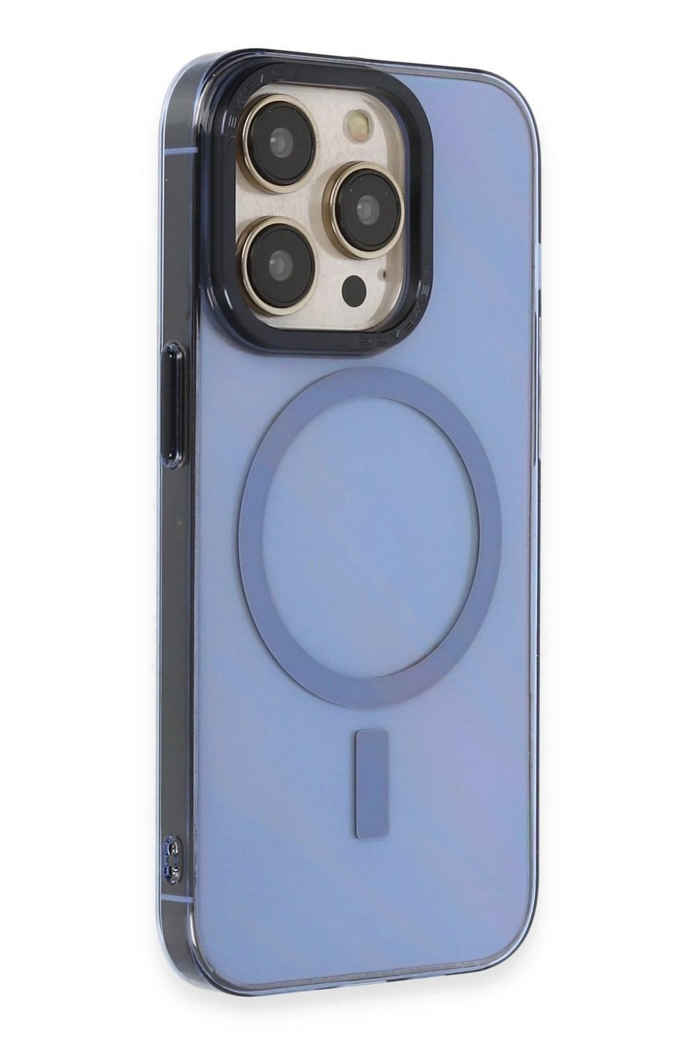 Mey İthalat®  iPhone 14 Pro Max Kılıf Anka PC Magneticsafe Sert Metal Kapak - Sierra Blue