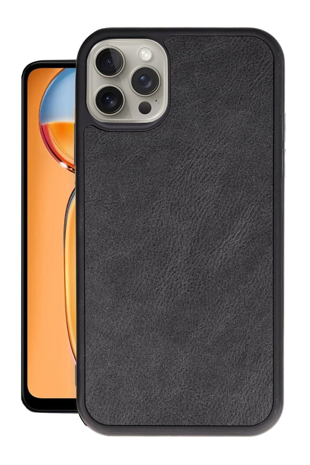 Mey İthalat®  iPhone 14 Pro Max Kılıf Aras Deri Kapak - Siyah