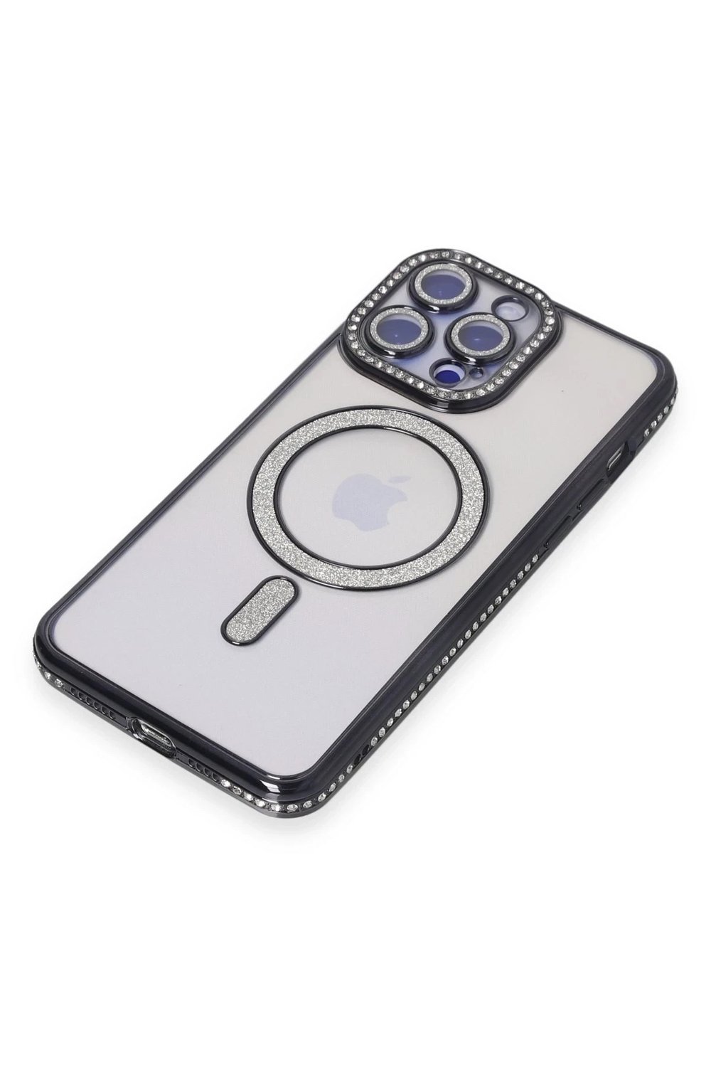 Mey İthalat®  iPhone 14 Pro Max Kılıf Joke Simli Magneticsafe Kılıf - Siyah