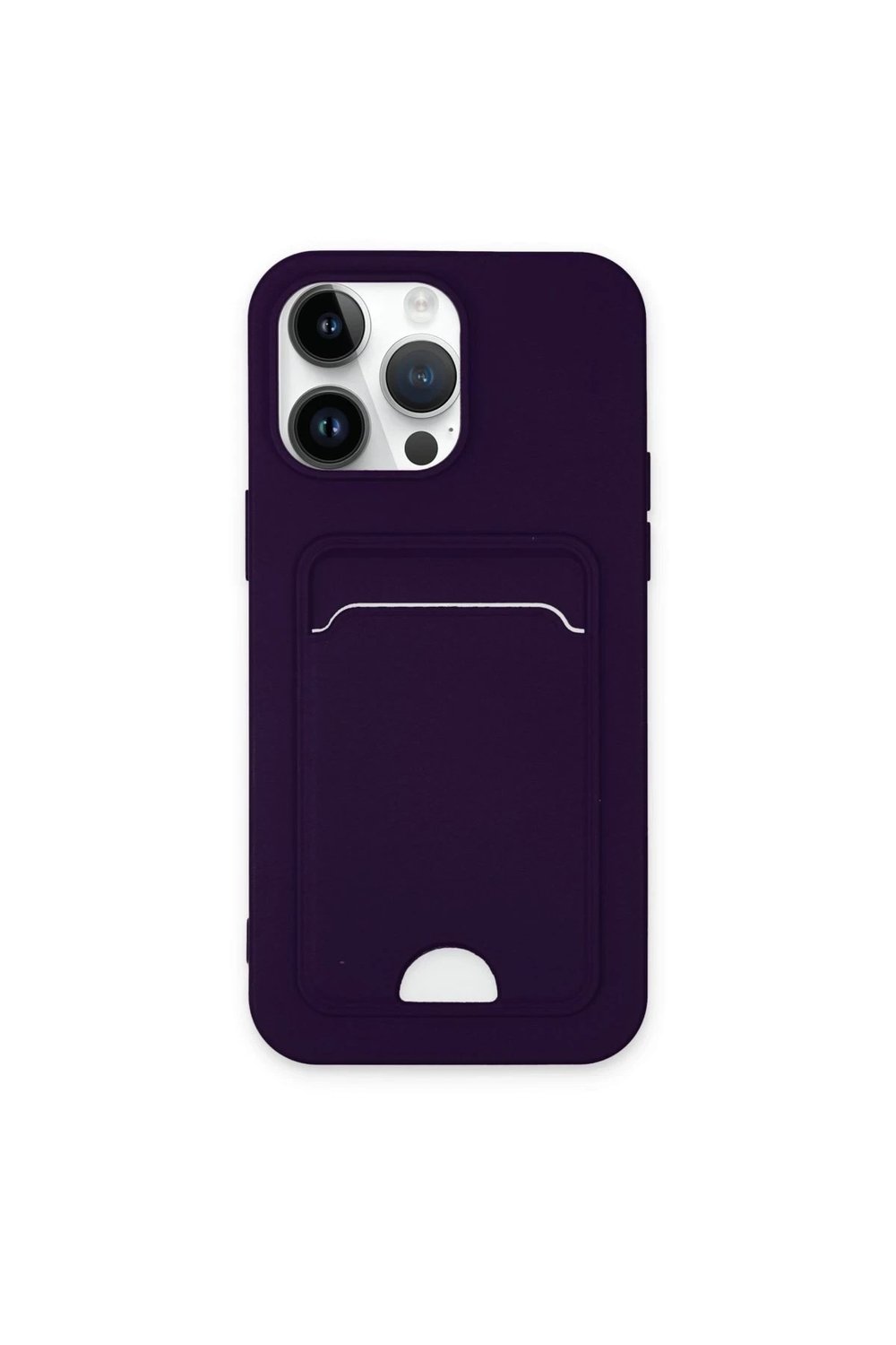 Mey İthalat®  iPhone 14 Pro Max Kılıf Kelvin Kartvizitli Silikon - Derin Mor