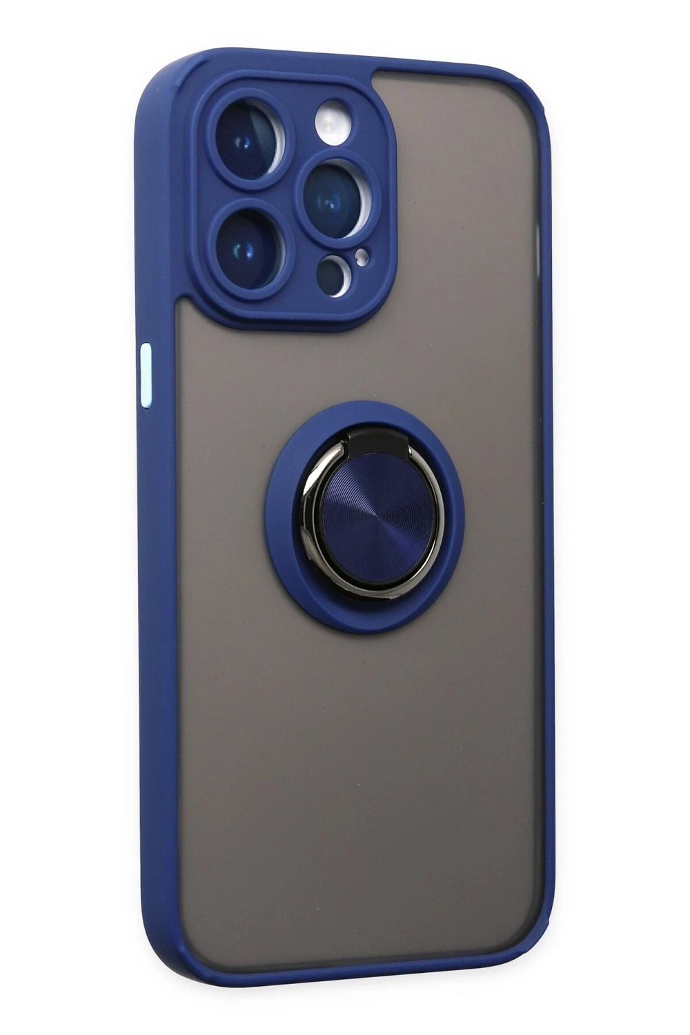 Mey İthalat®  iPhone 14 Pro Max Kılıf Montreal Yüzüklü Silikon Kapak - Lacivert